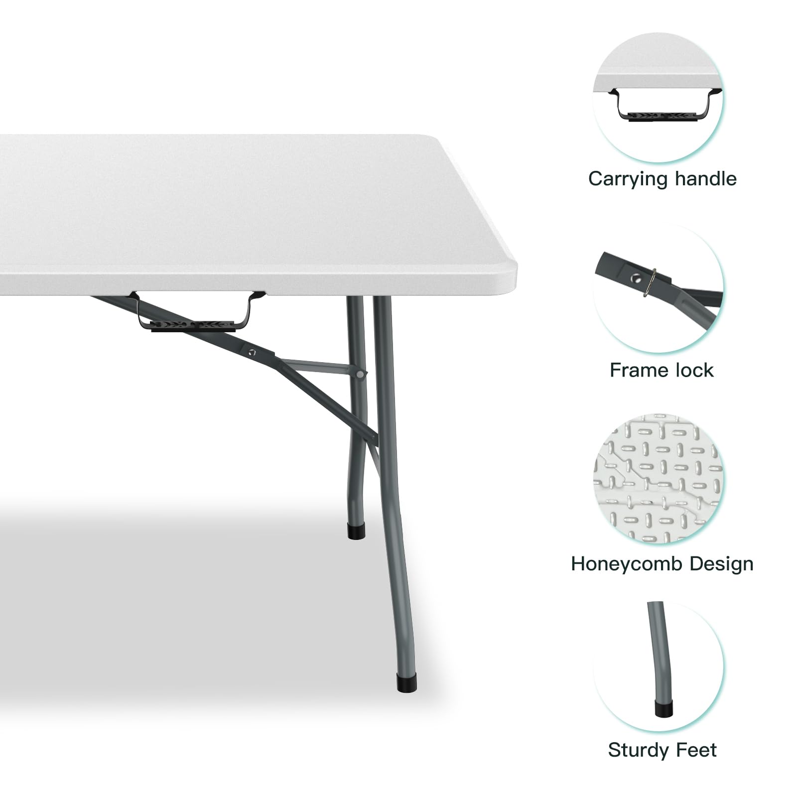 Amazon.com: GUFY LAXMO 6ft Folding Table, Foldable HDPE